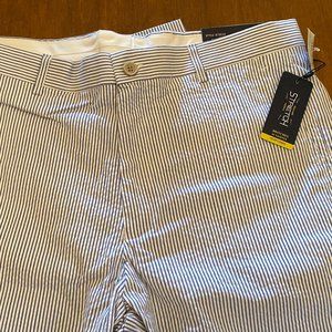 Men's Britches Blue and White Striped Seersucker Pants NWT size 34/30